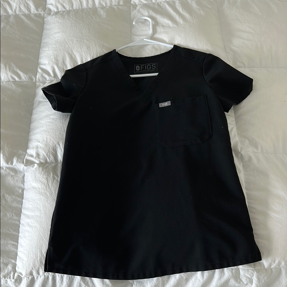 FIGS Catarina One-Pocket Scrub Top Black Size XXS